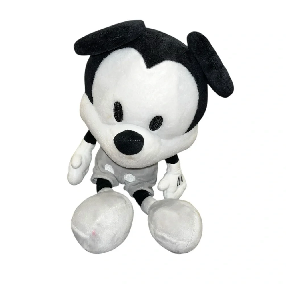 Disney baby black white gray plush Mickey Mouse 12” super soft